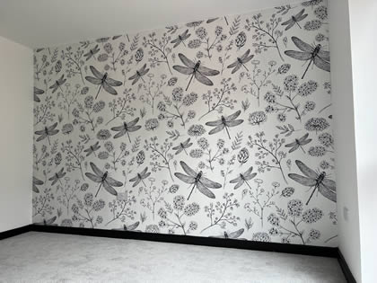 bedroom wallpaper and  painted
